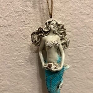 Mermaid Hanging Ornament in Blue and White